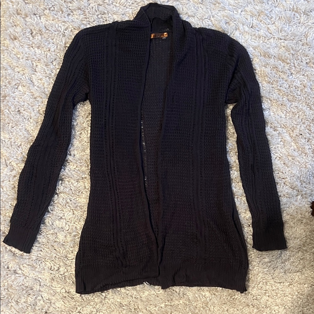 Dark Grey Open-Front Cardigan